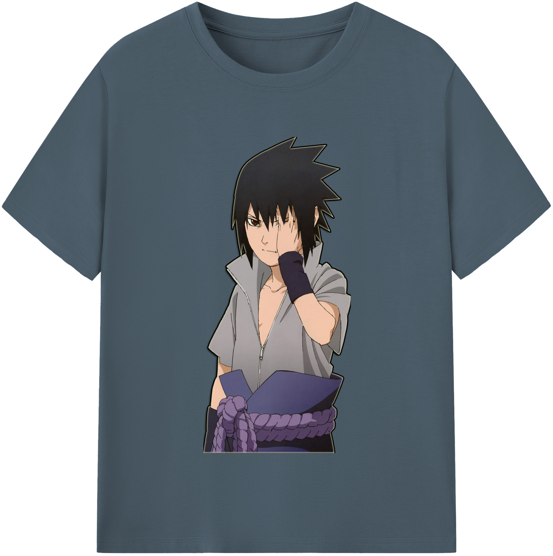 （画像用） NARUTO -ナルト- うちは サスケ Uchiha Sasuke 綿100％半袖Tシャツ（フロントプリント）